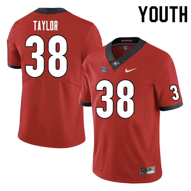 Youth #38 Patrick Taylor Georgia Bulldogs College Football Jerseys Sale-Red - Click Image to Close